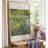 Claude Monet The Artist’s Garden in Giverny çiçekli bahçe ve irisler Empresyonist sanat posteri