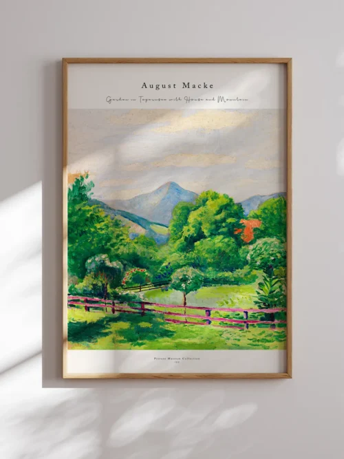 August Macke-Garden in Tegernsee with House and Mountain Poster