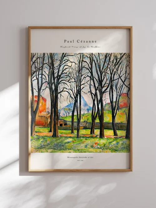 Doğaseverler ve klasik sanat tutkunları için Paul Cézanne'in kestane ağaçları posteri