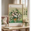Vincent van Gogh Roses, açık yeşil fonda pembe-beyaz güllerle dolu vazoyu gösteren natürmort poster