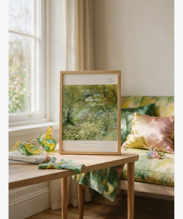 Minimal Çerçeveli Poster-Van Gogh-River Bank in Springtime Poster Van Gogh-River Bank in Springtime Poster