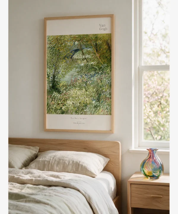 Modern Yatak Odası Poster-Van Gogh-River Bank in Springtime Poster Van Gogh-River Bank in Springtime Poster
