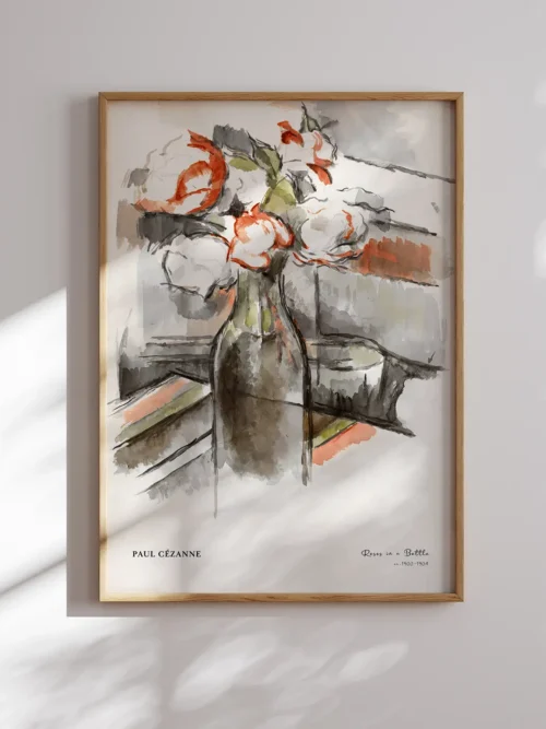 Paul Cezanne-Roses in a Bottle Poster