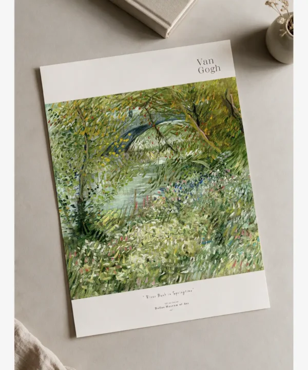 Resim Baskı-Van Gogh-River Bank in Springtime Poster Van Gogh-River Bank in Springtime Poster