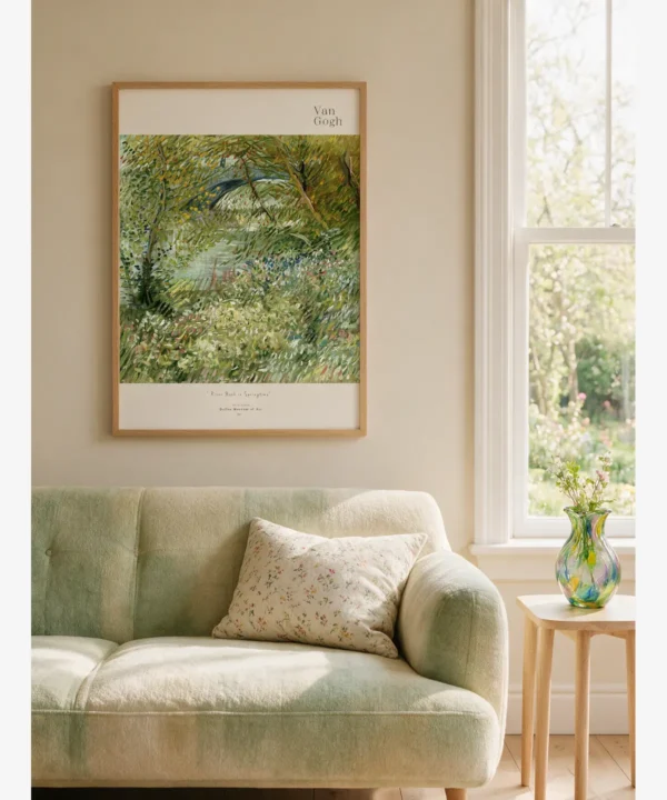 Salon Resimleri-Van Gogh-River Bank in Springtime Poster Van Gogh-River Bank in Springtime Poster