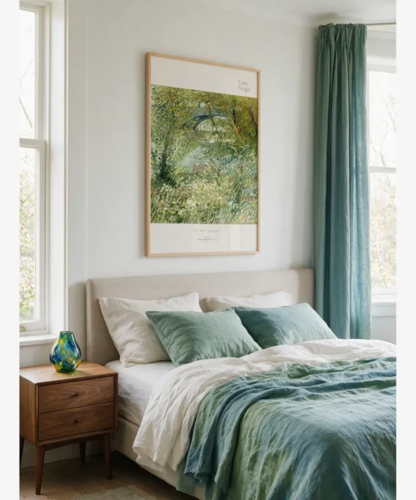 Yatak Odası Posterleri-Van Gogh-River Bank in Springtime Poster Van Gogh-River Bank in Springtime Poster