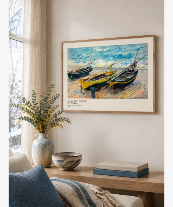 Claude Monet-Three Fishing Boats Poster