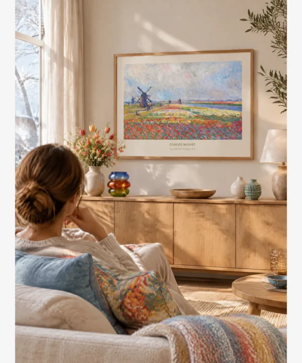 Claude Monet-Tulip Fields Near the Hague salon konsol üzeri Poster Claude Monet-Tulip Fields Near the Hague Poster
