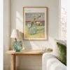 Vincent van Gogh, "Sprig of Flowering Almond in a Glass," still life poster featuring a sprig of white almond blossoms in a glass