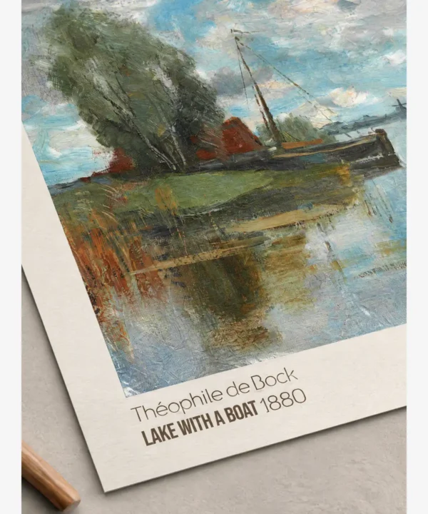 Theophile de Bock-Lake with a Boat Poster