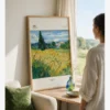 Modern iç tasarım Van Gogh-Green Wheat Field with Cypress Poster Van Gogh-Green Wheat Field with Cypress Poster