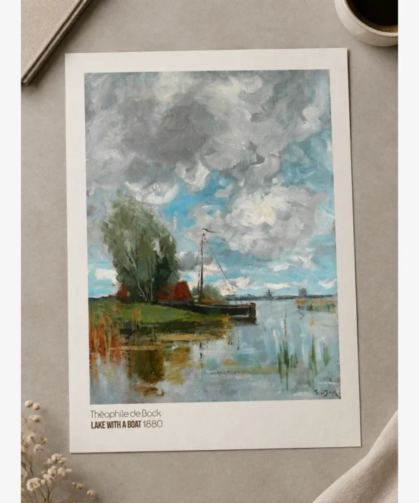 Theophile de Bock-Lake with a Boat Poster