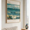 Vincent van Gogh, "Seascape near Les Saintes-Maries-de-la-Mer," a poster depicting a seascape with the choppy Mediterranean Sea, a fishing boat, and sailboats