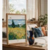 Salon Dekorasyonu Van Gogh-Green Wheat Field with Cypress Poster Van Gogh-Green Wheat Field with Cypress Poster