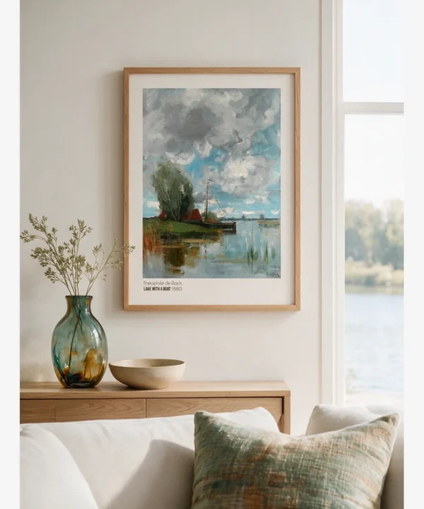 Theophile de Bock-Lake with a Boat Poster