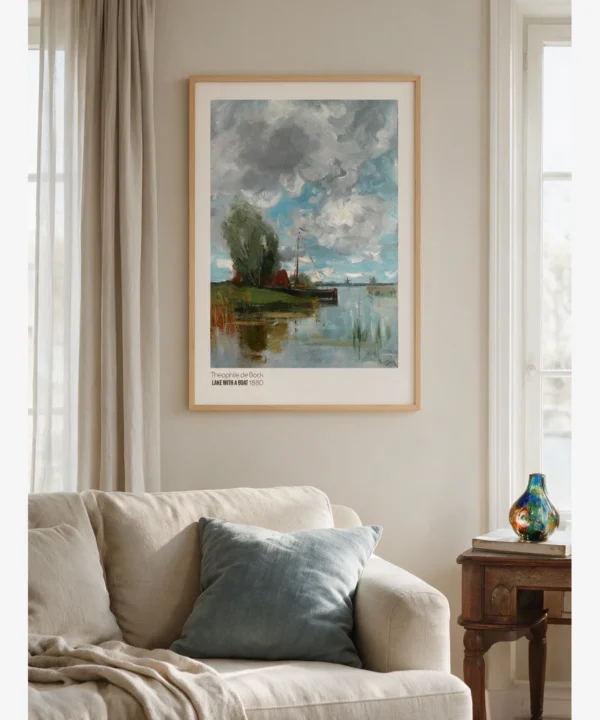 Theophile de Bock-Lake with a Boat Poster