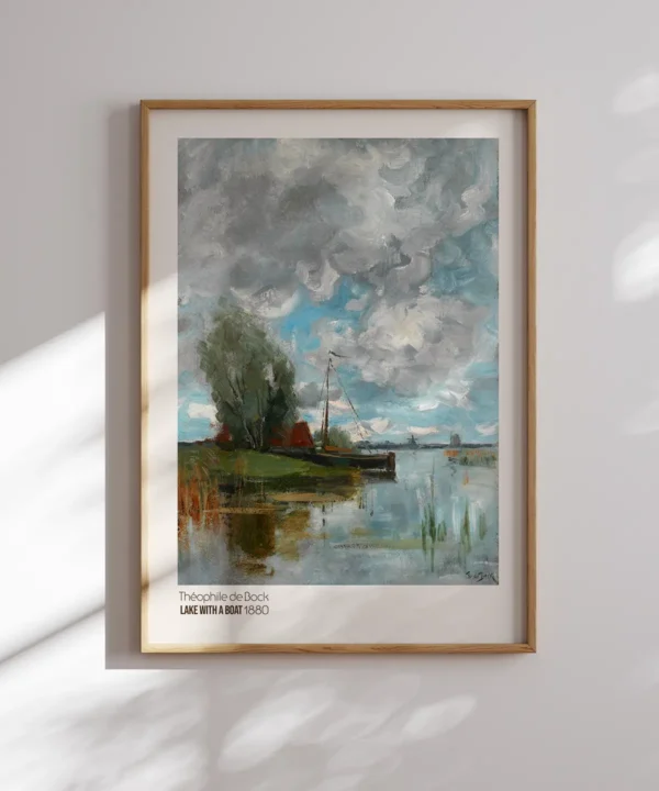 Theophile de Bock-Lake with a Boat Poster