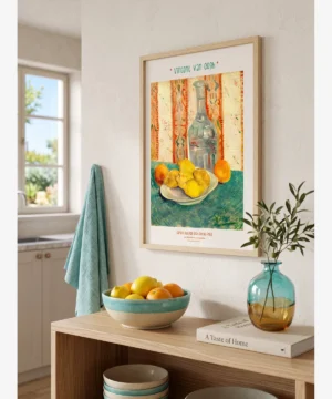 Vincent van Gogh Carafe and Dish with Citrus Fruit, narenciye meyveleri ve cam sürahi natürmort posteri