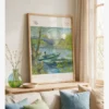 Vincent van Gogh's "Fishing in Spring"—an art poster featuring boats, fishermen, the Pont de Clichy, and a spring landscape