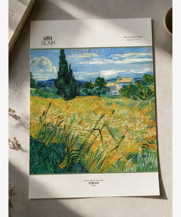 Van Gogh-Green Wheat Field with Cypress Duwart Kaliteli Resim Poster Van Gogh-Green Wheat Field with Cypress Poster