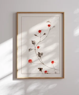 Hokusai-Small Red Blossoms on a Vine Poster Katsushika Hokusai-Small Red Blossoms Poster