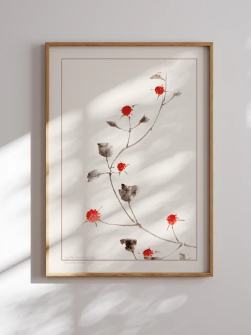 Katsushika Hokusai-Small Red Blossoms Poster