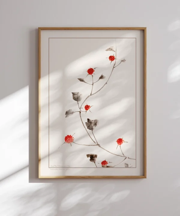 Hokusai-Small Red Blossoms on a Vine Poster Katsushika Hokusai-Small Red Blossoms Poster