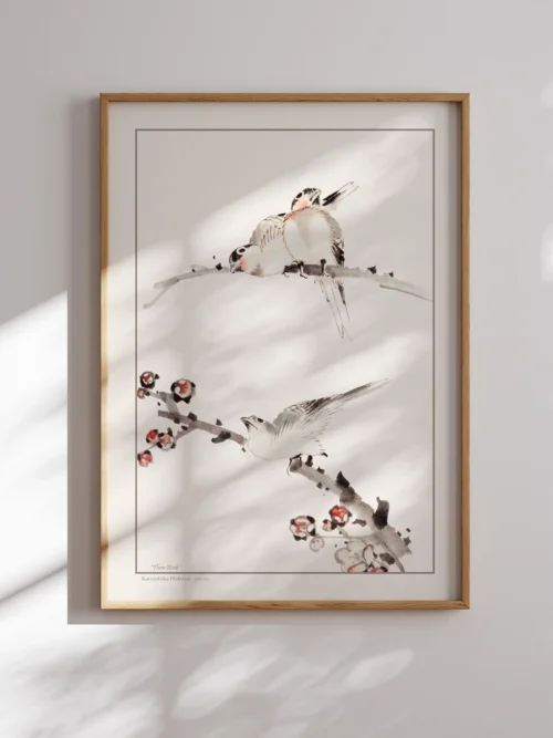 Katsushika Hokusai-Three Birds Poster