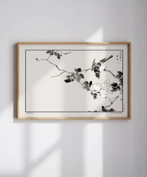 Numata Kashu-Blue Robin and Rose Poster