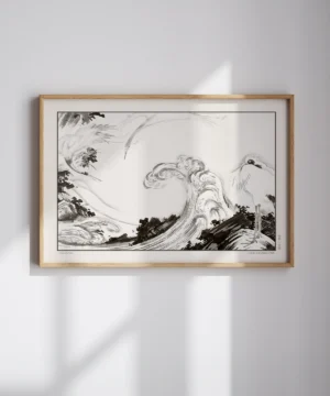 Soga Shohaku-Cranes and Waves Poster Soga Shohaku-Cranes and Waves Poster