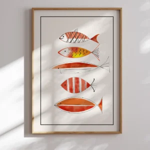 Watercolor Red Fishes Poster