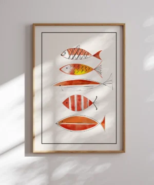 Watercolor Red Fishes Poster