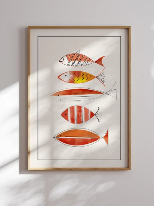Watercolor Red Fishes Poster