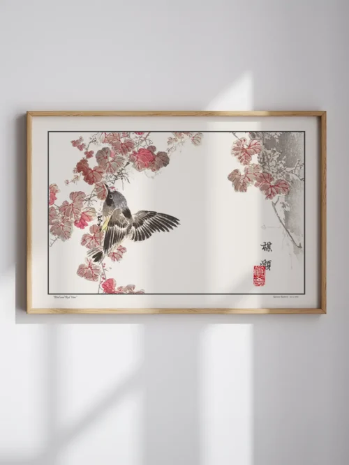 Kono Bairei-Bird and Red Vine Poster