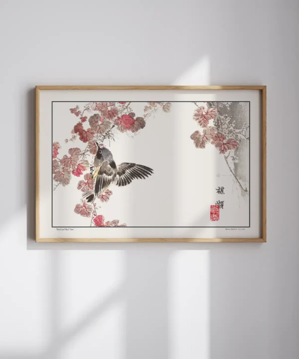 Kono Bairei-Bird and Red Vine Poster