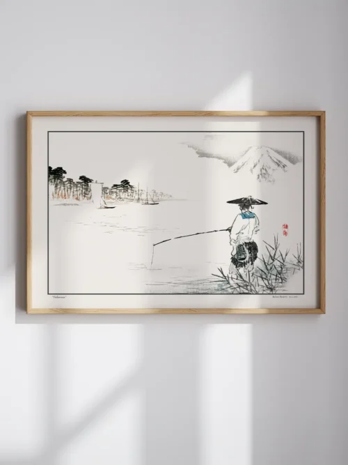 Kono Bairei-Fisherman Poster (Yatay Kompozisyon)
