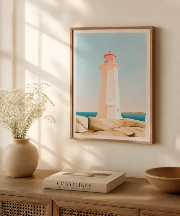 Pastel Deniz Feneri Yağlı Boya Poster