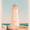 Pastel Deniz Feneri Yağlı Boya Poster