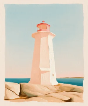 Pastel Deniz Feneri Yağlı Boya Poster