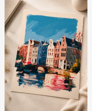 amsterdam-kanal-evleri-dekoratif-poster Viyana Tarihi Zarif Sokak Poster