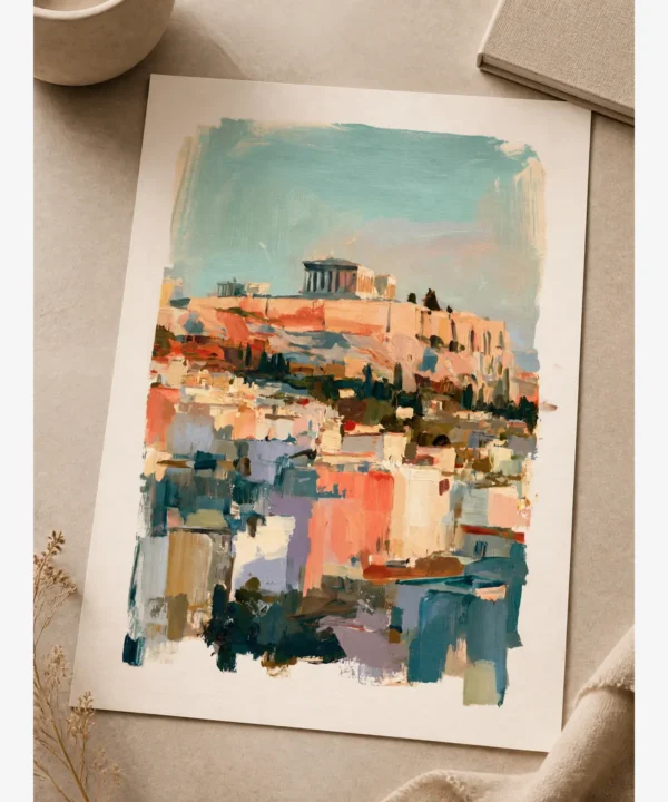 Atina Akropolis Şehir Manzarası Poster