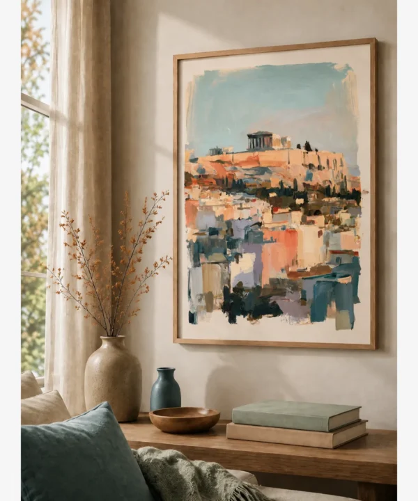 Atina Akropolis Şehir Manzarası Poster