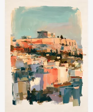 Atina Akropolis Şehir Manzarası Poster