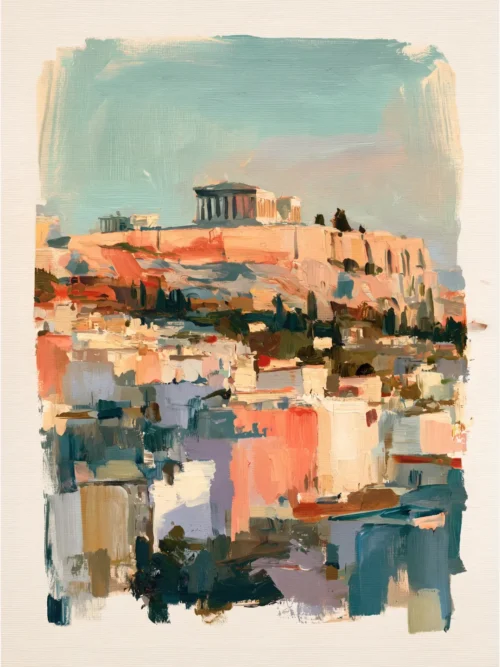 Atina Akropolis Şehir Manzarası Poster