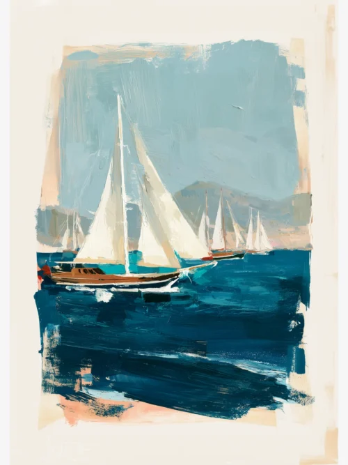 Bodrum Gulet Filosu yağlı boya posteri
