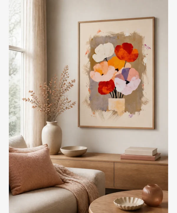 Cam Vazoda Pastel Çiçekler Poster