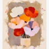 Cam Vazoda Pastel Çiçekler Poster