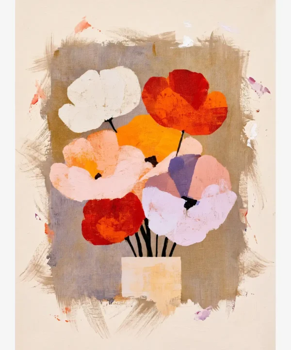 Cam Vazoda Pastel Çiçekler Poster