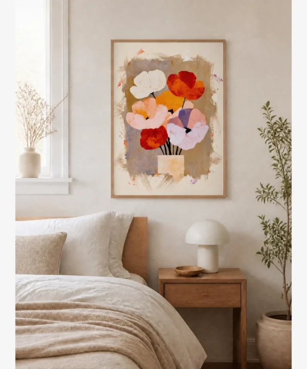Cam Vazoda Pastel Çiçekler Poster