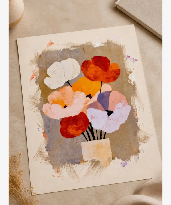Cam Vazoda Pastel Çiçekler Poster